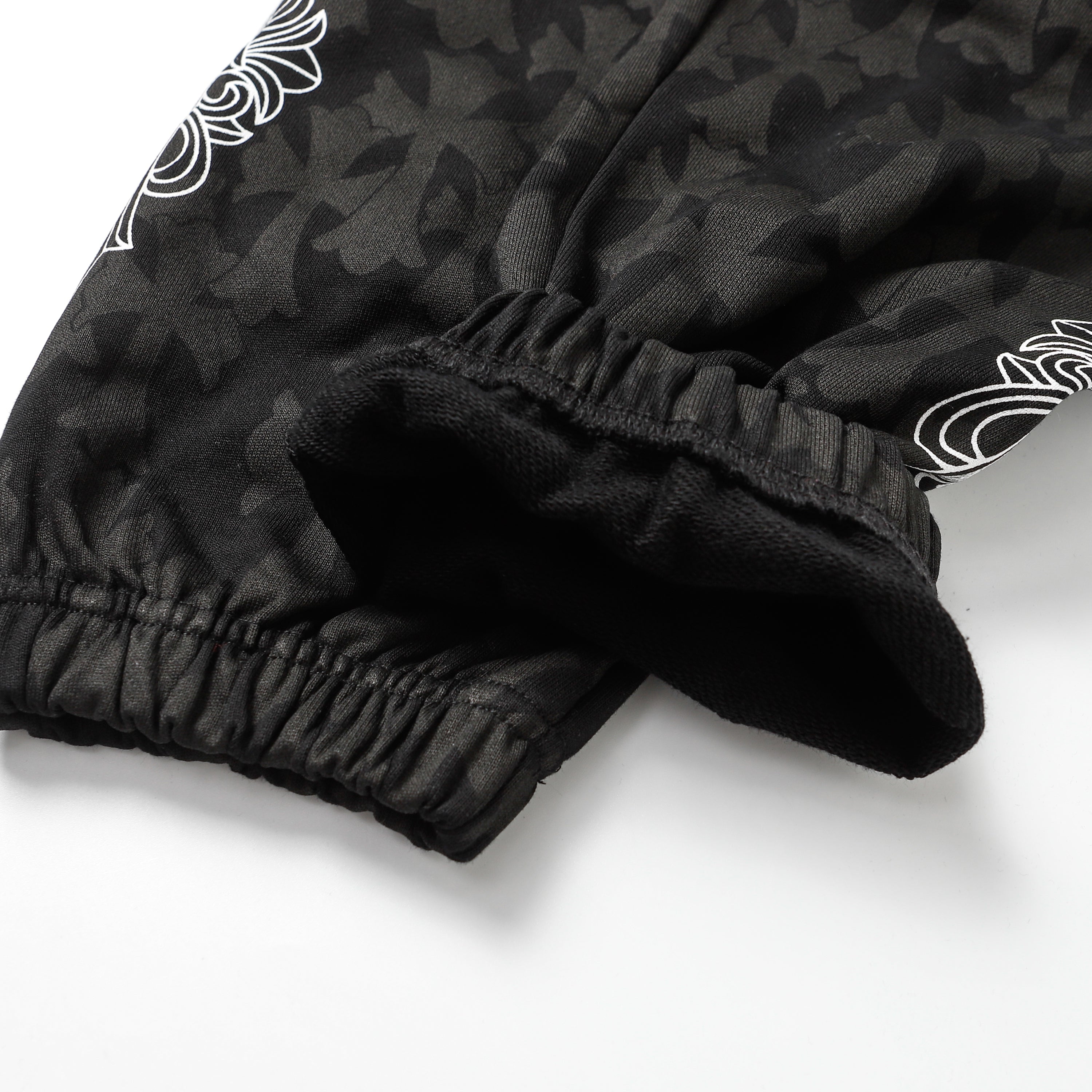 【Chrome Hearts】クロムハーツ ブラック トーナルモノグラム ホースシューロゴ ジョガーパンツ 1021