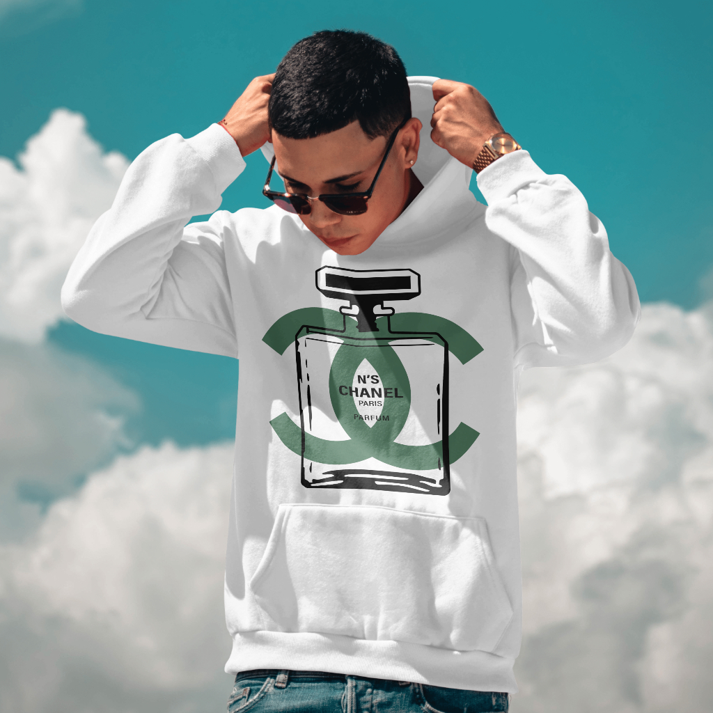 CHANEL 漫画文字プリントのパーカー