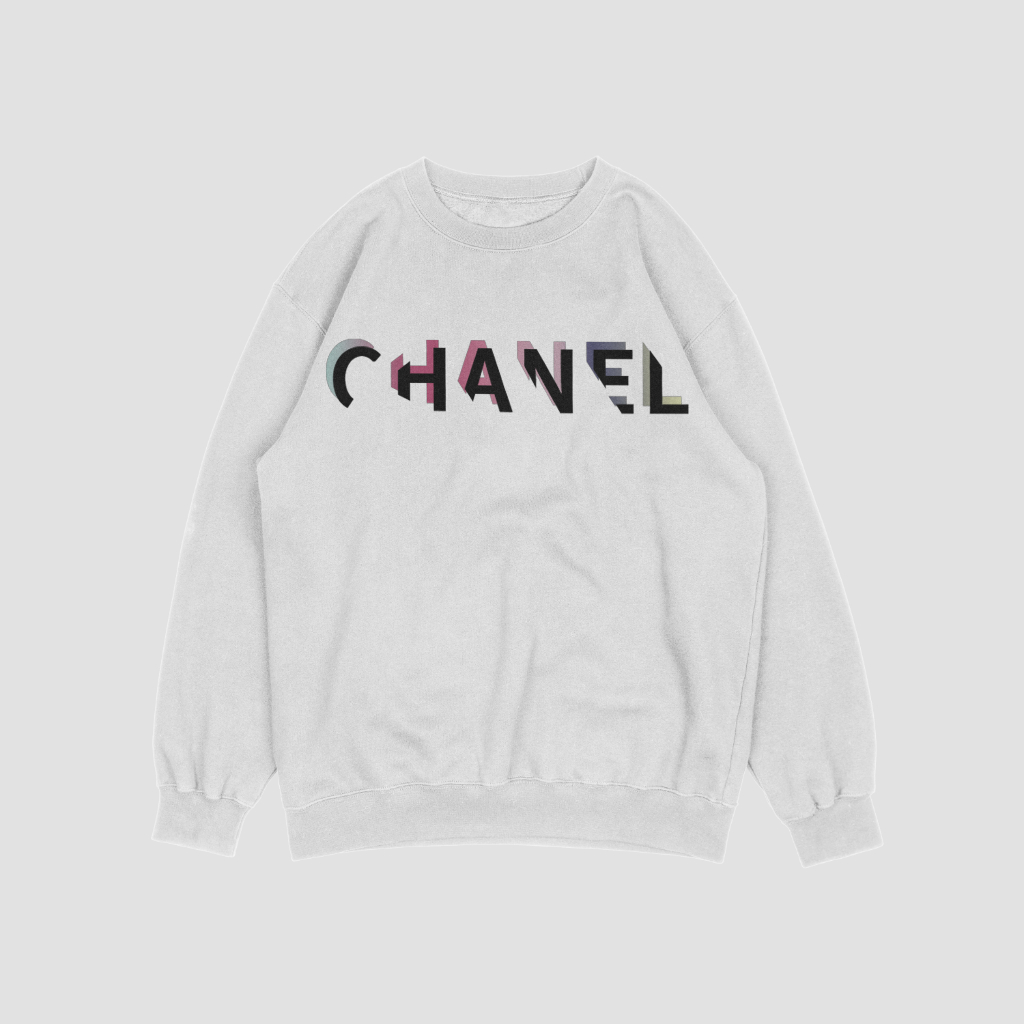 CHANEL アルファベットプリントのラウンドネックのスウェット クル