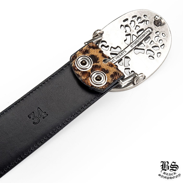 クロムハーツ クラシックオーバルクロスバックル＆プレーンブラックレザー1.5ホースシューリベット ベルトセット