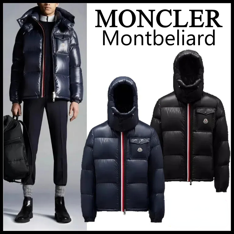 関税負担なし☆Moncler MONTBELIARD フード付ダウンジャケット ブラック  ホワイト 紺