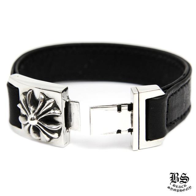 クロムハーツ ハーネス ブレスレット CHプラス ブラック レザー