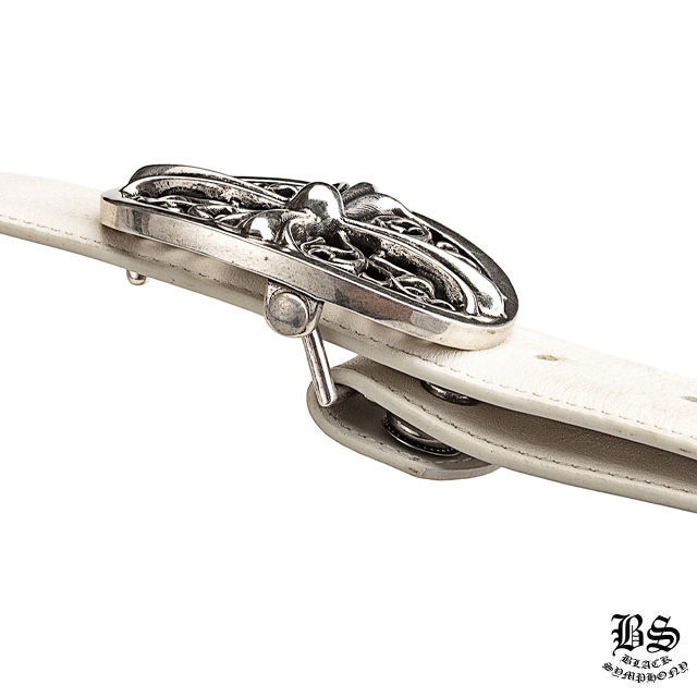 クロムハーツ クラシックオーバルクロスバックル＆プレーンブラックレザー1.5ホースシューリベット ベルトセット