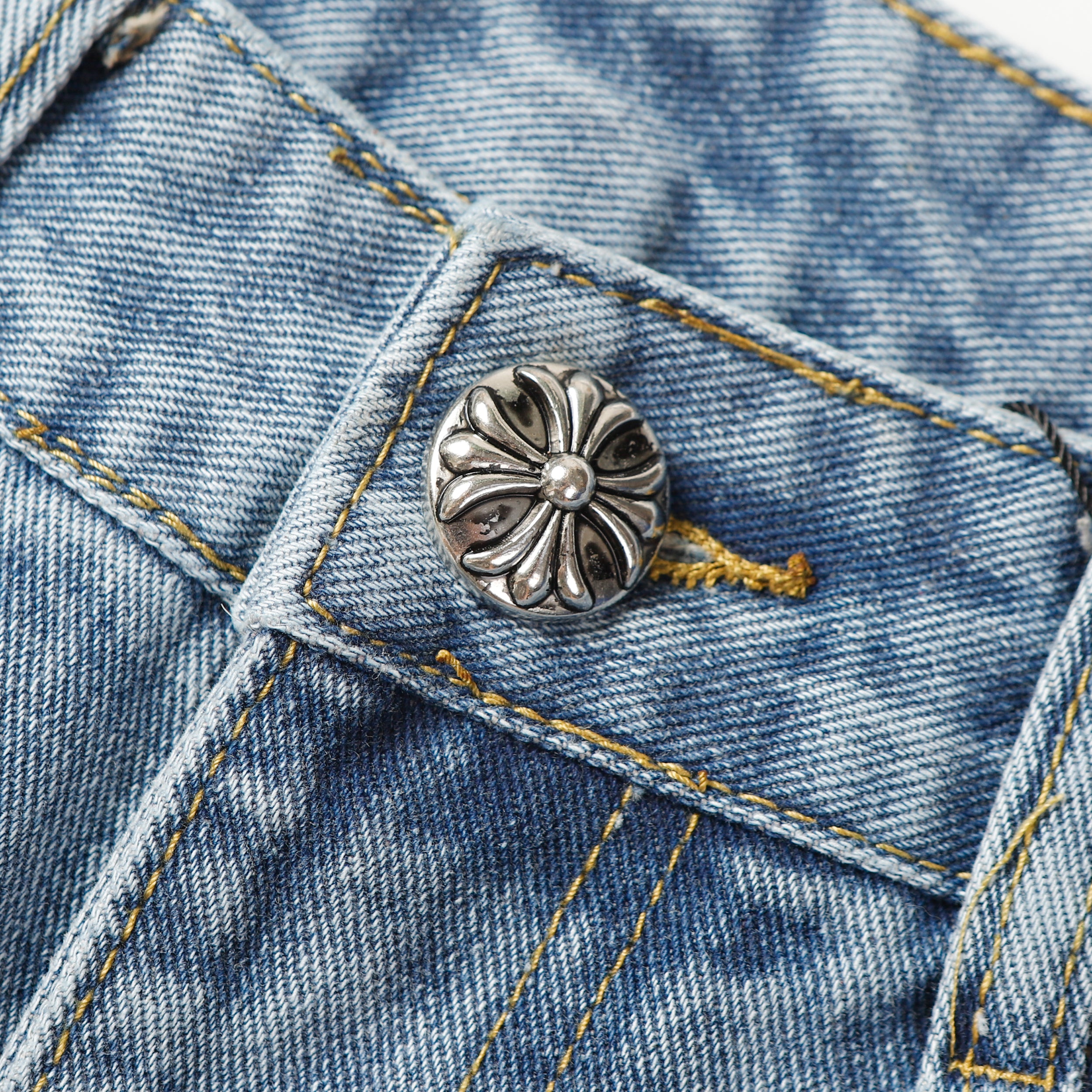 【Chrome Hearts】クロムハーツ クロス レザーパッチ ジーンズ 9961