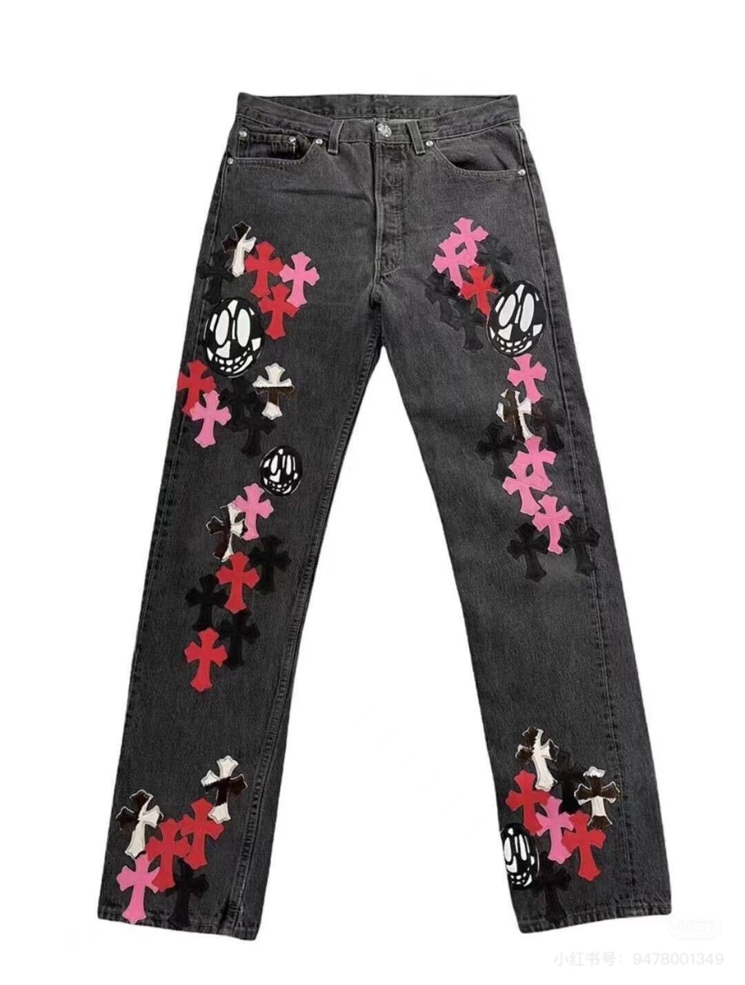 【Chrome Hearts】クロムハーツ カラークロスハッチ付きグレージーンズ