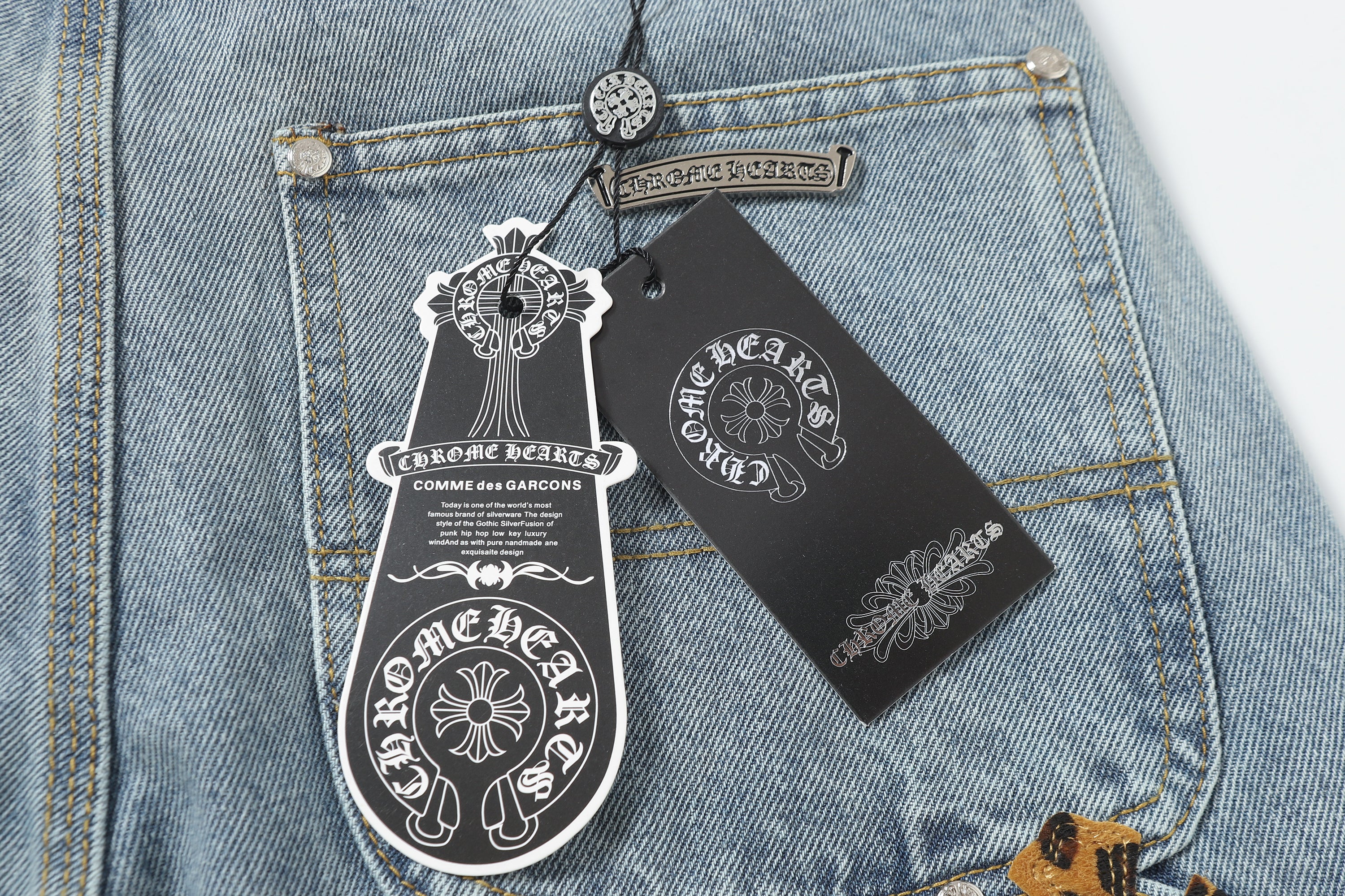 【Chrome Hearts】クロムハーツ ヴィンテージクロスパッチワーク ウォッシュドカーペンターデニムショートパンツ 201