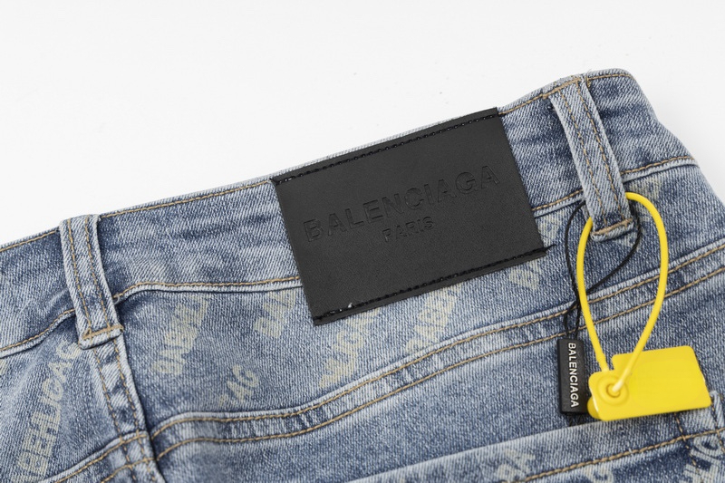 Balenciaga 古典的なアルファベット満印ロゴジーンズブルーユニセックス28.30.32.34.36