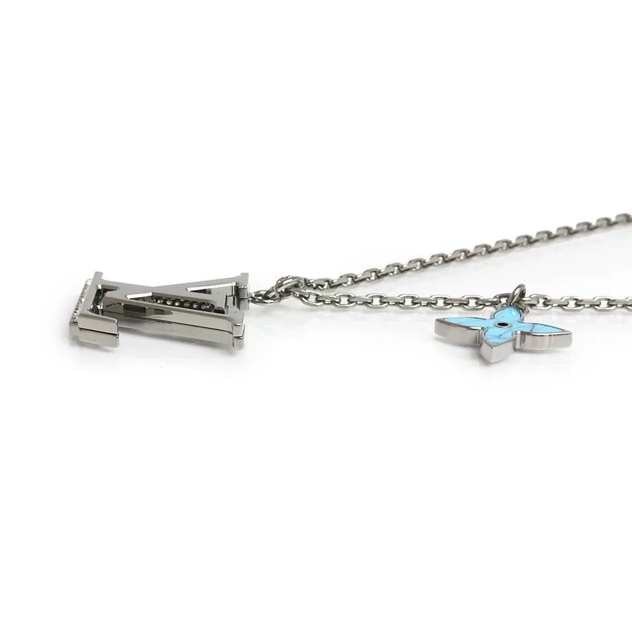 【国内発送/直営店】ネックレス ペンダント LVイニシャル クリスタル フラワー ターコイズ M80208 箱付