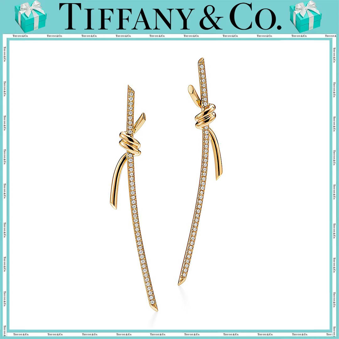 ティファニー/Tiffany ノット ドロップ ピアス ダイヤモンド イエローゴールド