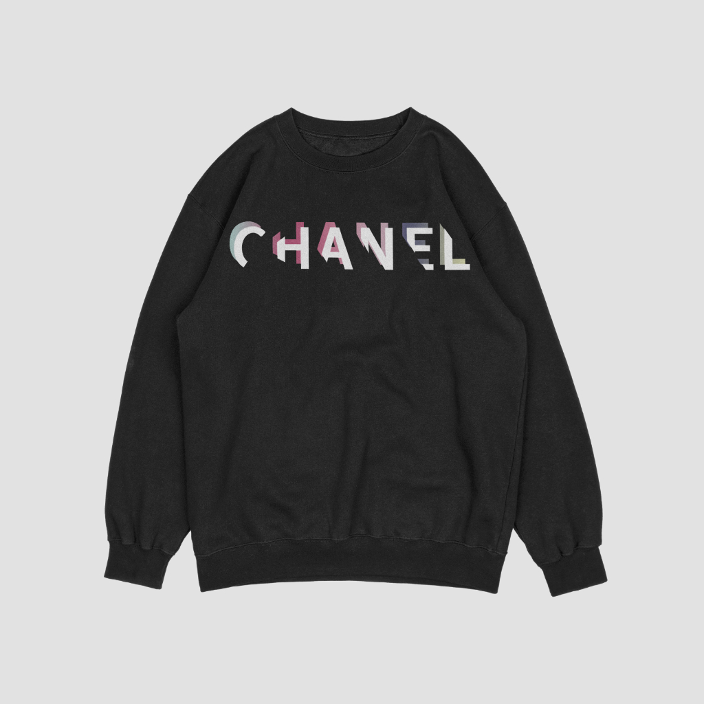 CHANEL アルファベットプリントのラウンドネックのスウェット クル