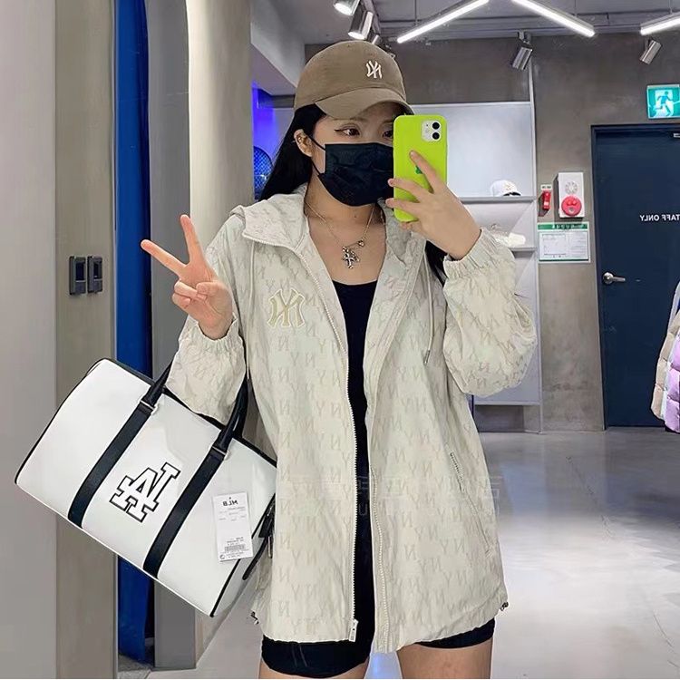 MLB 春と秋の新しい老花満印連帽スポーツ  トレンチコート