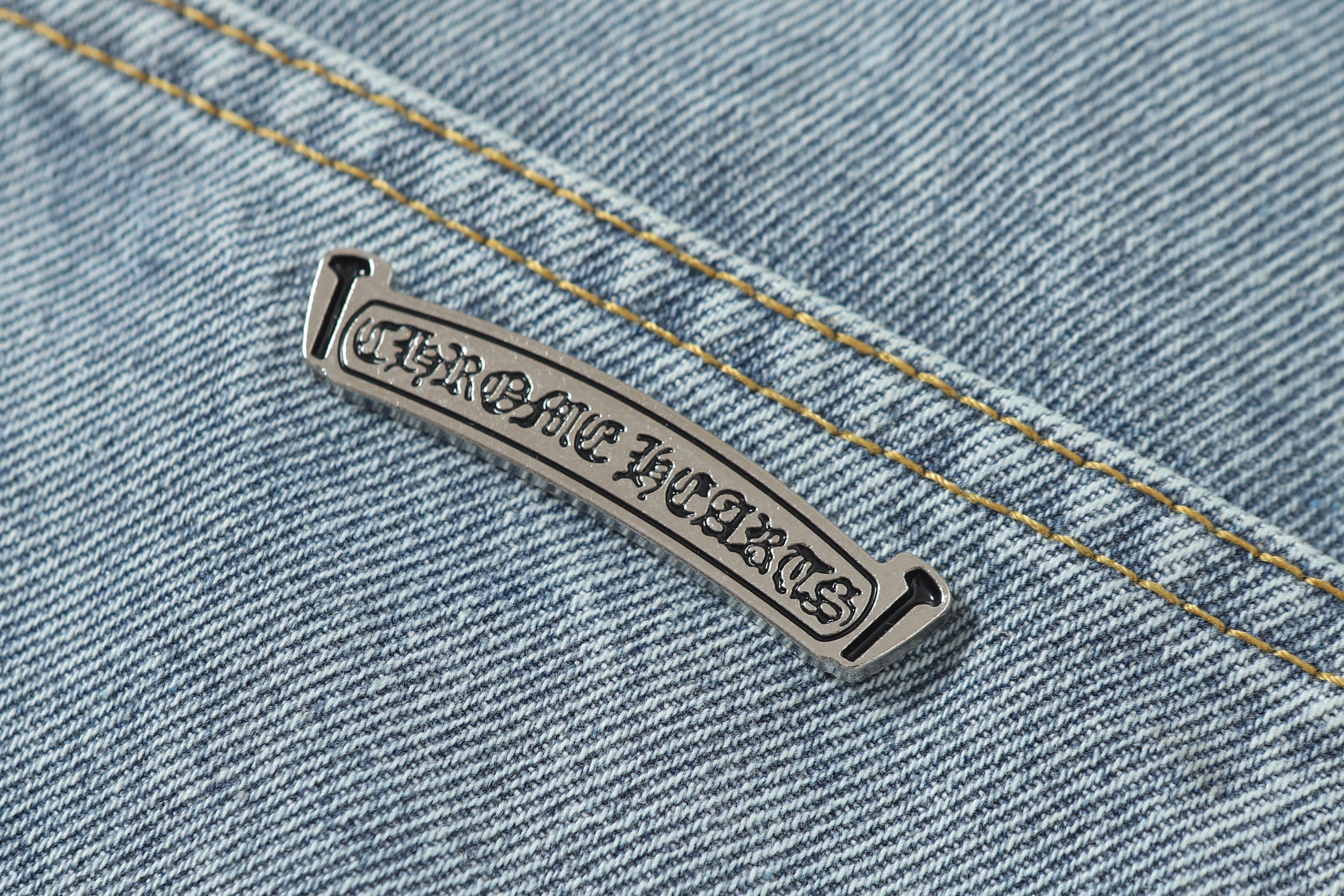 【Chrome Hearts】クロムハーツ ヴィンテージクロスパッチワーク ウォッシュドカーペンターデニムショートパンツ 201