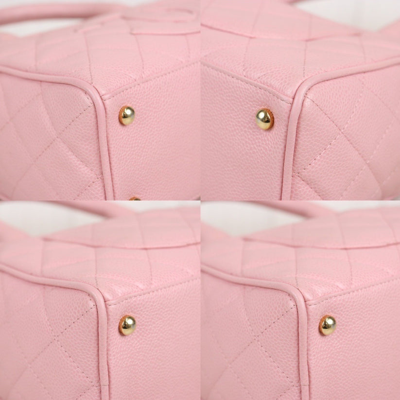 CHANEL シャネル ミニボストンバッグ  キャビアスキン 　ピンク ブラック