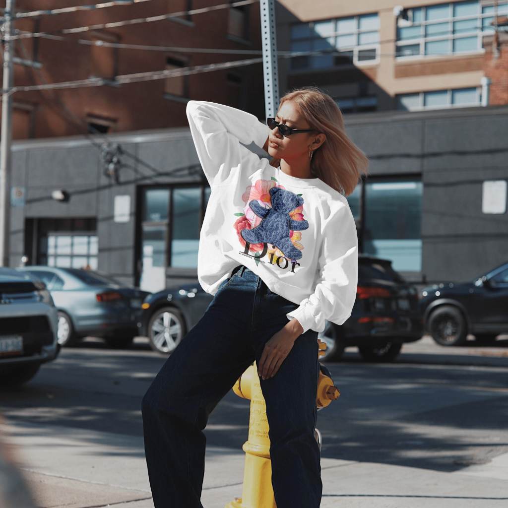 Diorスウェット クル パーカー プリント  綿　男女兼用