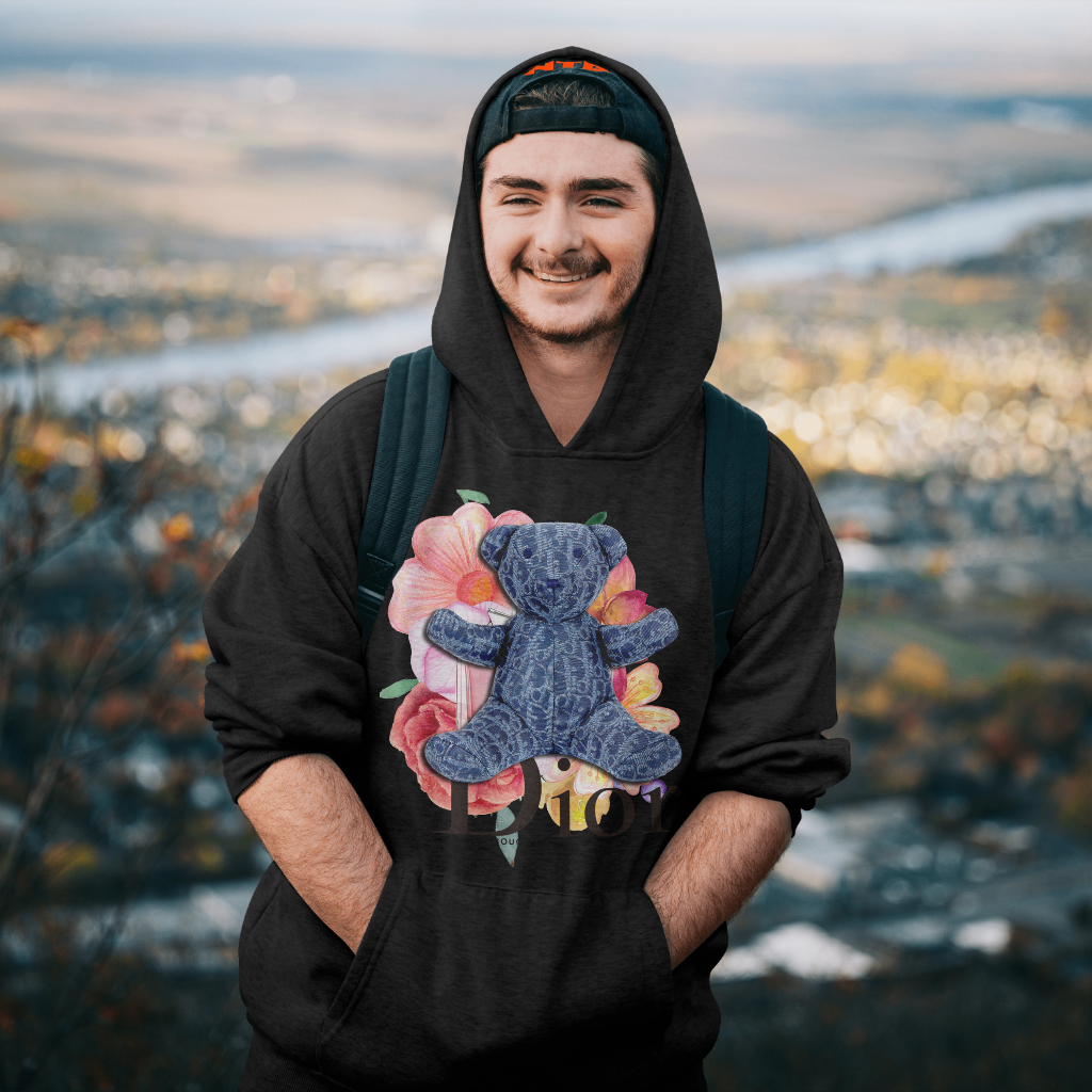 Diorスウェット クル パーカー プリント  綿　男女兼用