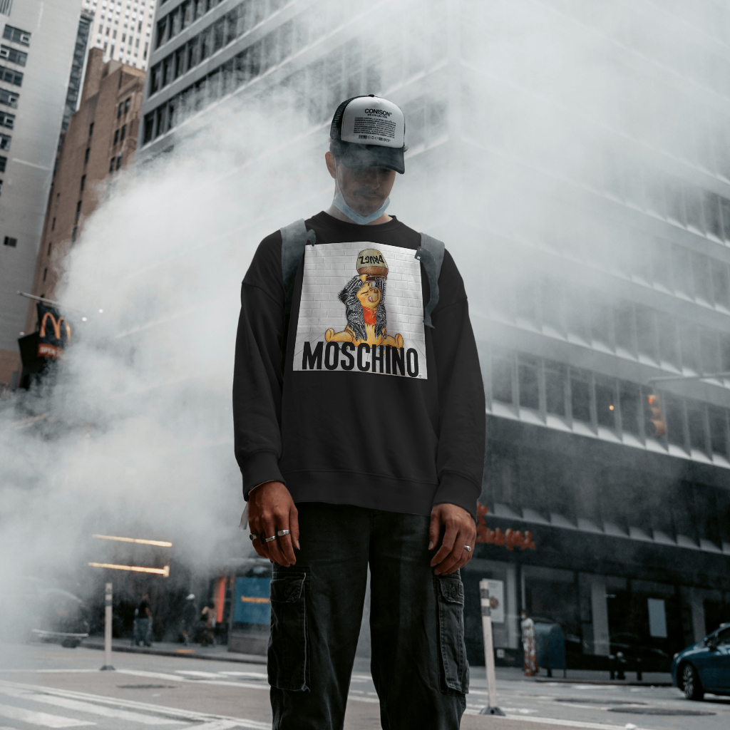 MOSCHINOスウェット クル パーカー プリント  綿　男女兼用
