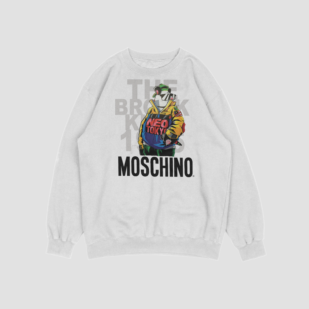 MOSCHINOスウェット クル パーカー プリント  綿　男女兼用