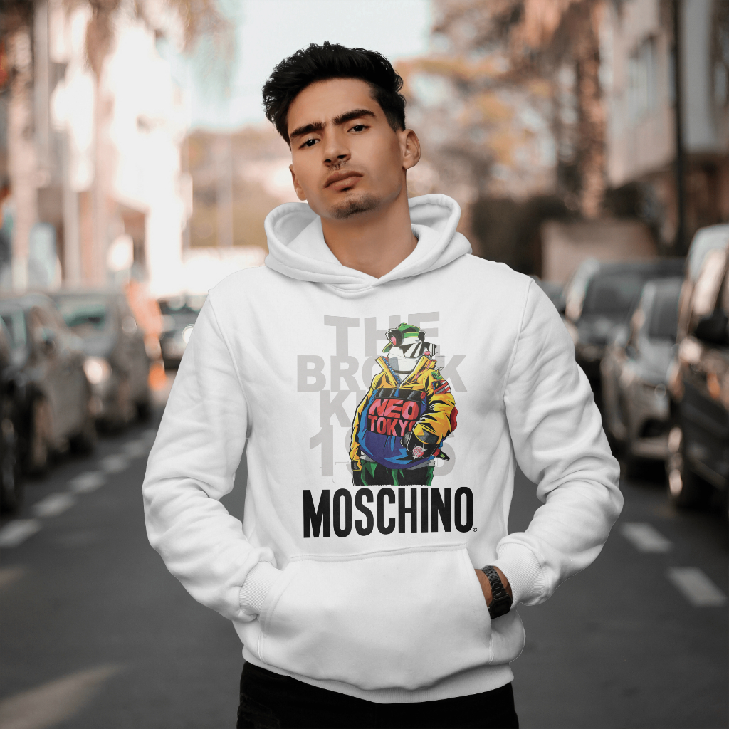 MOSCHINOスウェット クル パーカー プリント  綿　男女兼用