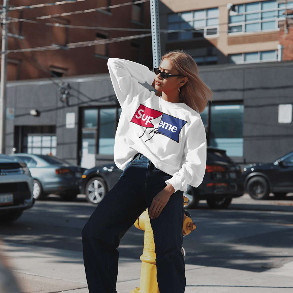 Supremeスウェット クル パーカー プリント  綿　男女兼用