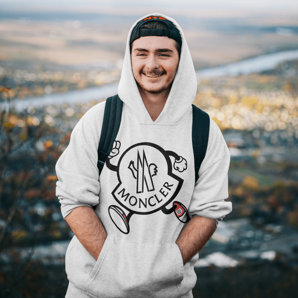 MONCLERスウェット クル パーカー プリント  綿　男女兼用