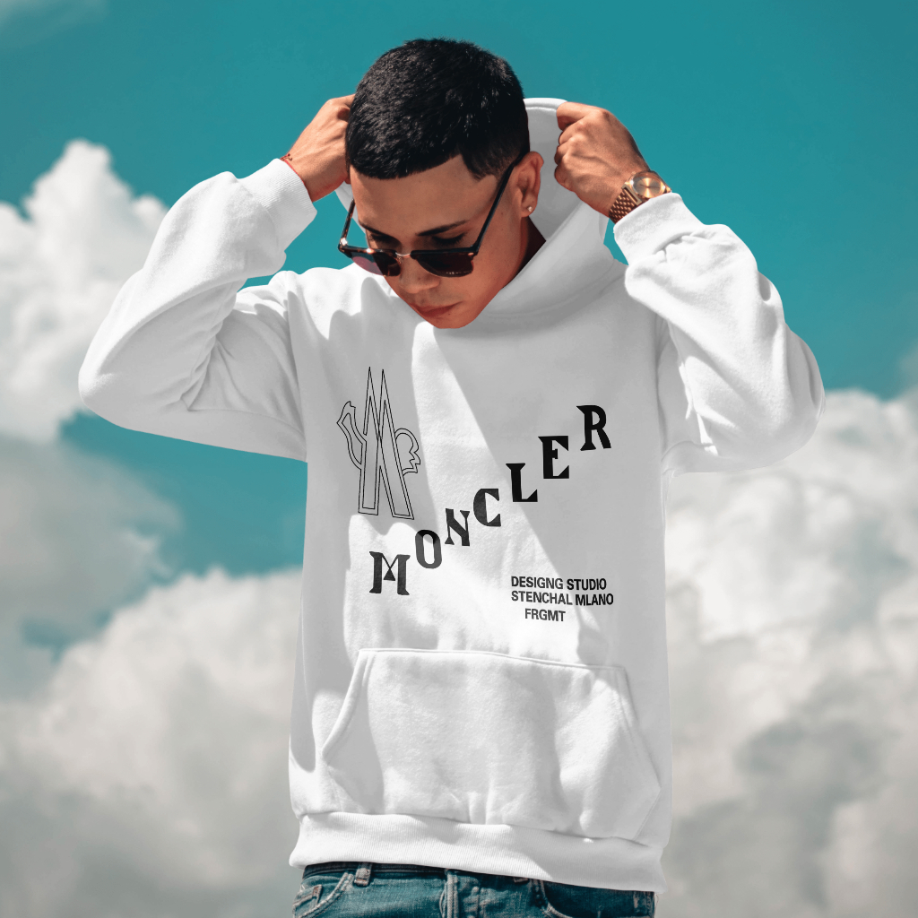 MONCLERスウェット クル パーカー プリント  綿　男女兼用