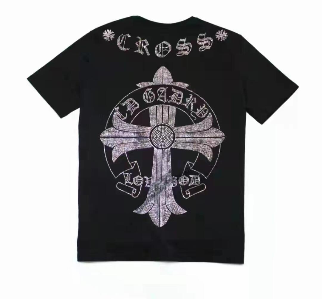 【Chrome Hearts】クロムハーツ Tシャツ サンスクリット文字 クロスラインストーン 半袖