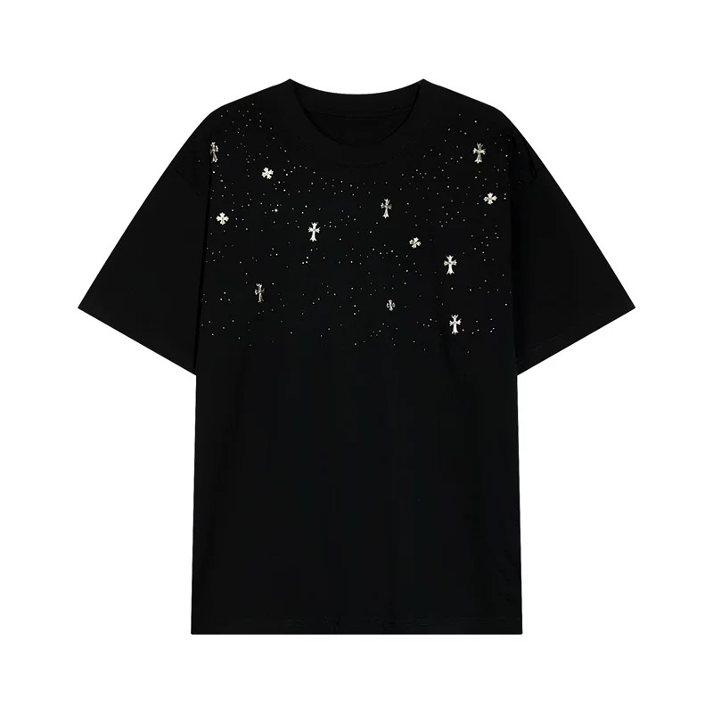 【Chrome Heart】満天星 Tシャツ ユニセックス 馬蹄 梵字 ラインストーン付き 半袖x