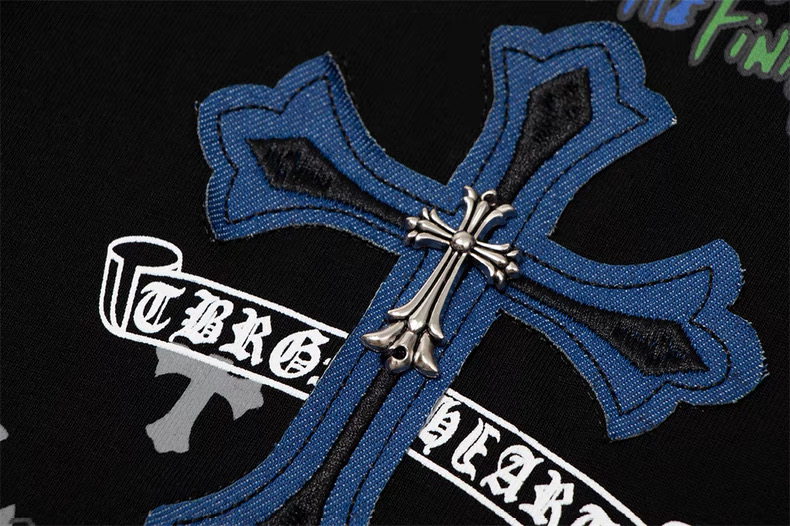 【Chrome Hearts】十字架 Tシャツ 2025年モデル 綿100％ ユニセックス 梵字刺繍入り 半袖