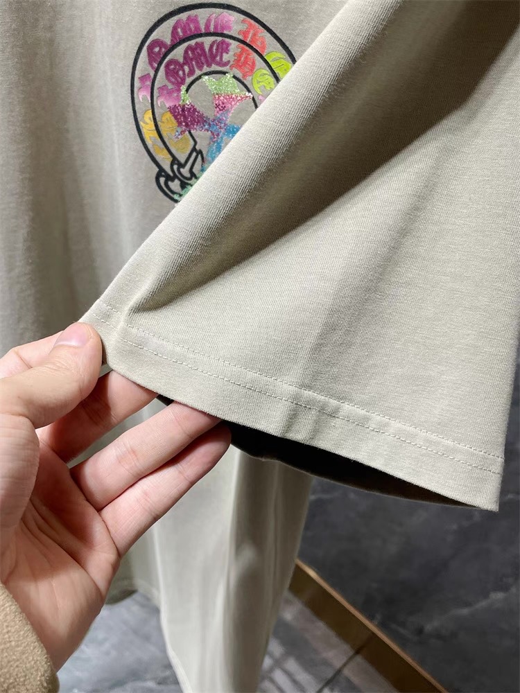 【Chrome Hearts】Tシャツ 男女兼用 夏用 高品質 カップル向け 十字架＆サンスクリット柄 半袖