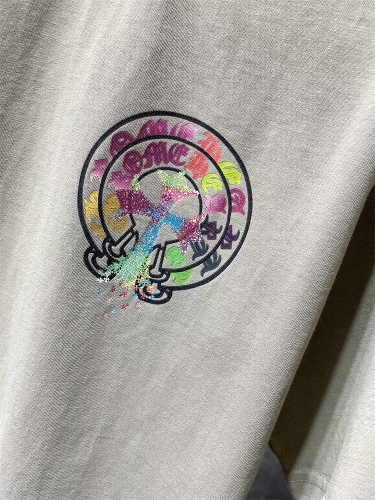 【Chrome Hearts】Tシャツ 男女兼用 夏用 高品質 カップル向け 十字架＆サンスクリット柄 半袖