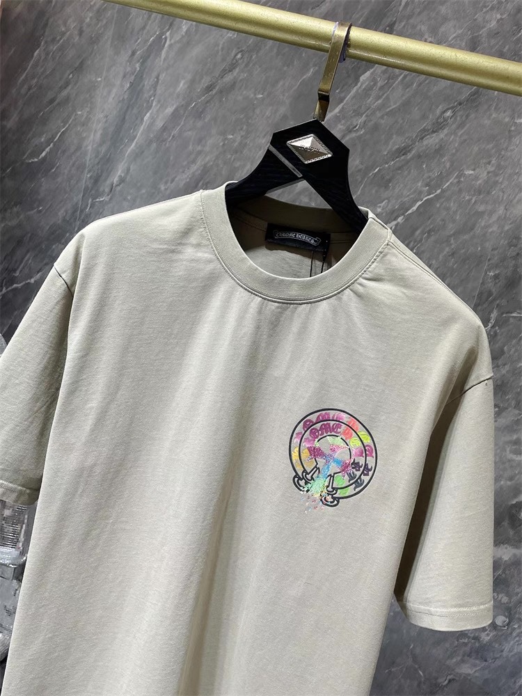 【Chrome Hearts】Tシャツ 男女兼用 夏用 高品質 カップル向け 十字架＆サンスクリット柄 半袖