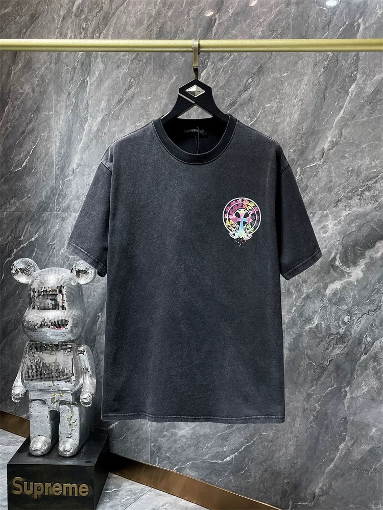 【Chrome Hearts】Tシャツ 男女兼用 夏用 高品質 カップル向け 十字架＆サンスクリット柄 半袖