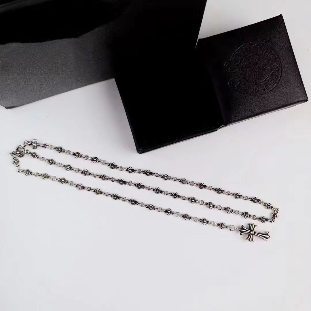 【クロムハーツ】CHクロス スモールウエスト トレンドブランド 鎖骨 925 シルバー ネックレス【男女兼用】