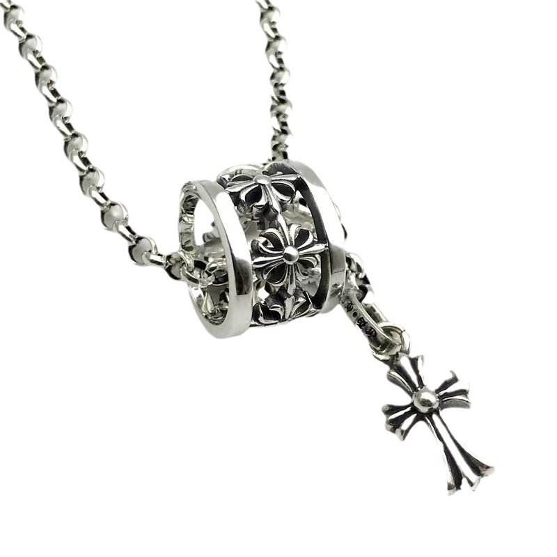 【クロムハーツ】CHクロス スモールウエスト トレンドブランド 鎖骨 925 シルバー ネックレス【男女兼用】