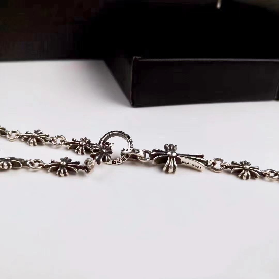 【クロムハーツ】CHクロス スモールウエスト トレンドブランド 鎖骨 925 シルバー ネックレス【男女兼用】