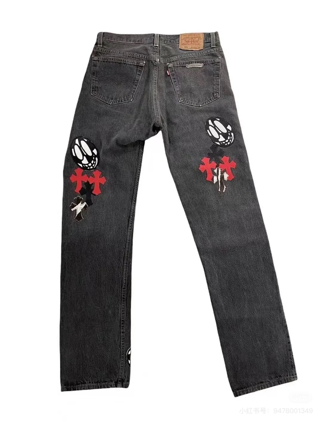 【Chrome Hearts】クロムハーツ カラークロスハッチ付きグレージーンズ