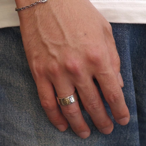 goros (ゴローズ) 金メタル付き 平打ちリング