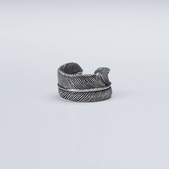 goros (ゴローズ) シルバー925 フェザーリング 銀 シルバーリング ネイティブ 太め メンズ ごつい 羽根 指輪 フリーサイズ