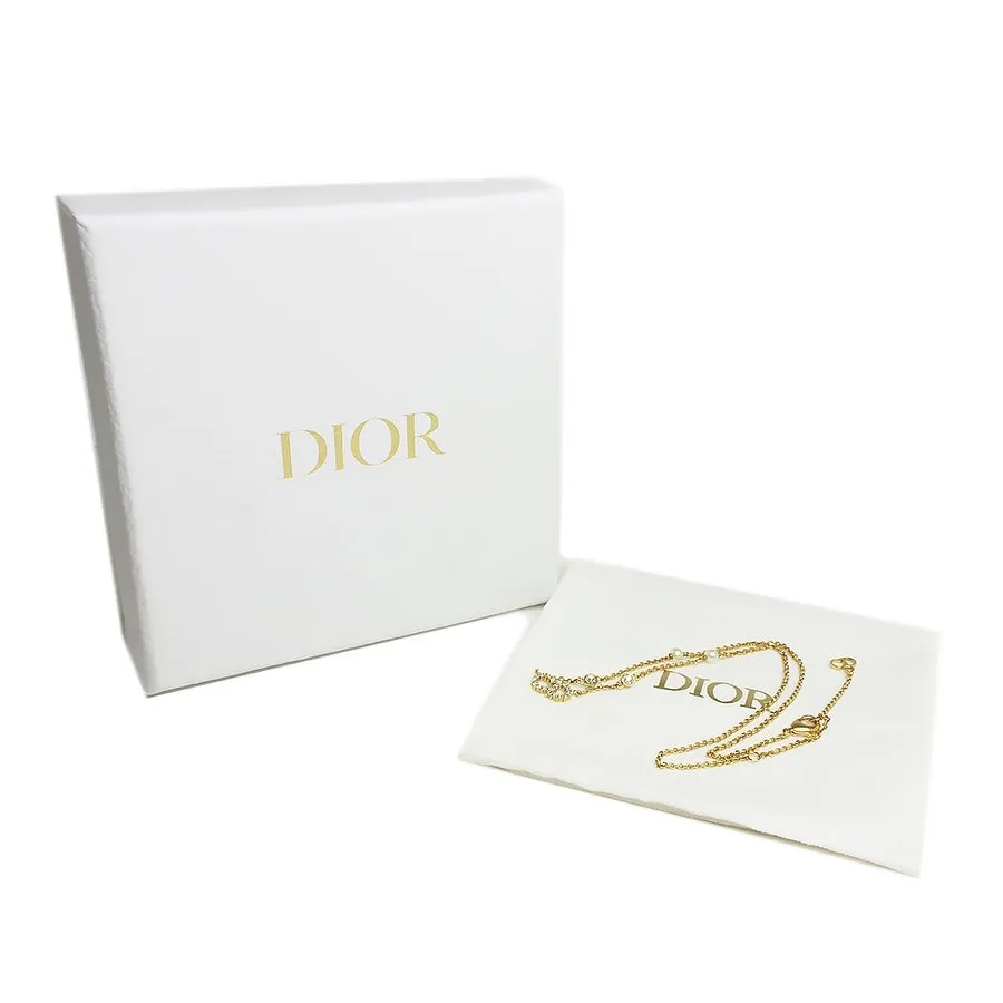 【国内発送/直営店】Christian Dior クレール ディー リュヌ ネックレス パール ラインストーン ゴールド N1033CDLCY 二段階調節 箱付