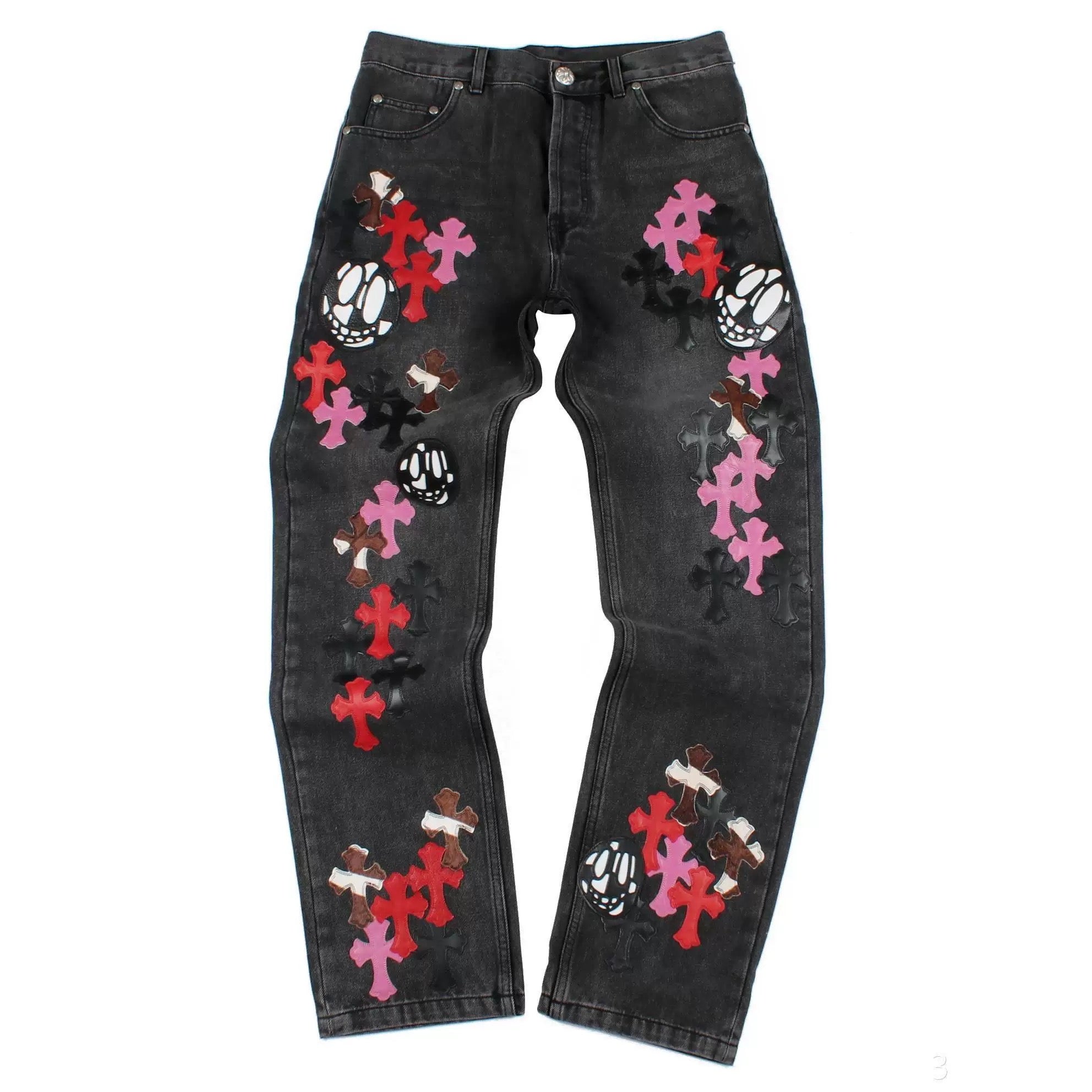 【Chrome Hearts】クロムハーツ カラークロスハッチ付きグレージーンズ
