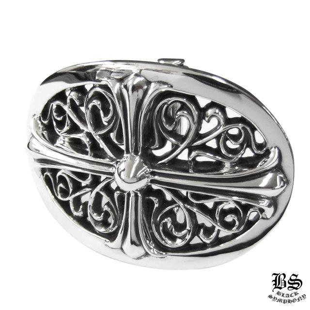 クロムハーツ クラシックオーバルクロスバックル＆プレーンブラックレザー1.5ホースシューリベット ベルトセット