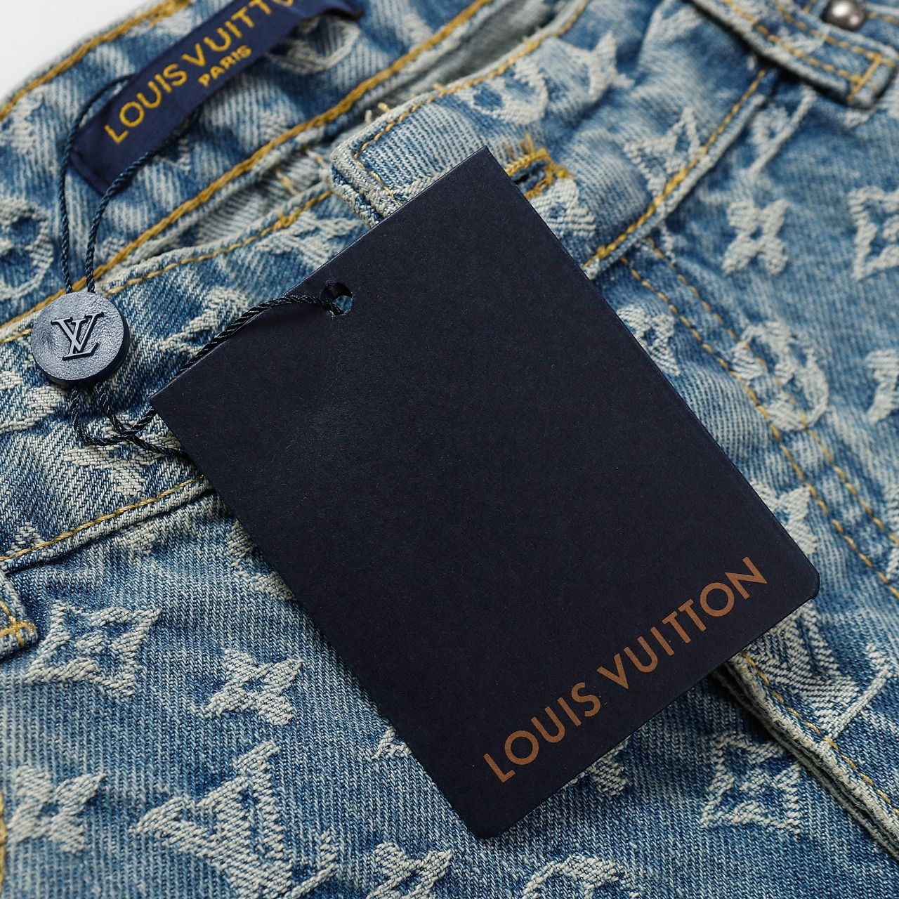 LOUIS VUITTON  ジャカード ストレート 水洗ノスタルジックブルーデニムズボン 男女同型S-XL