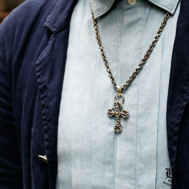 クロムハーツ フィリグリークロスペンダント XS with ベイル＆ペーパーチェーンネックレス20インチセット