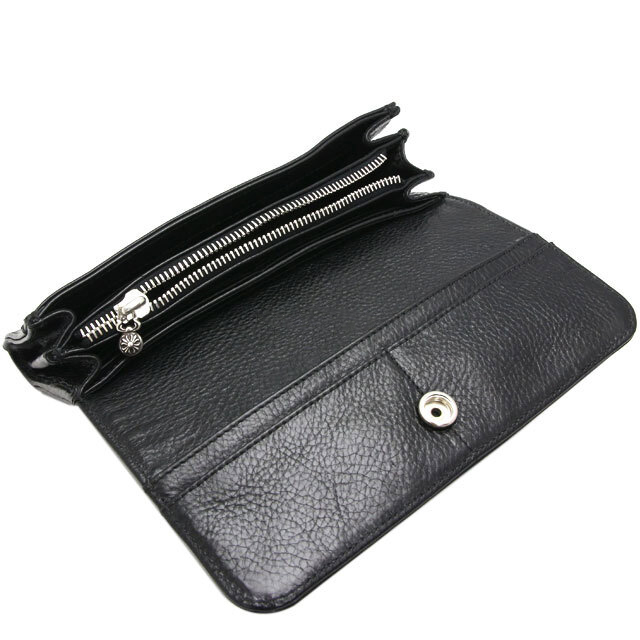 クロムハーツ ジュディウォレット クロスボタン ブラックヘビーレザー財布