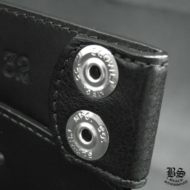 クロムハーツ プレーン ブラックレザー 1.5 ベルト ホースシュー リベット（バックルなし）