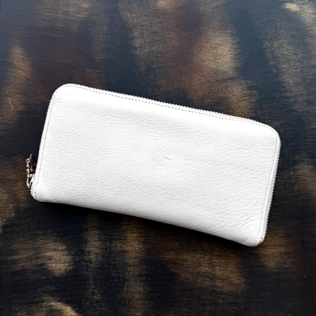 CHROME HEARTS クロムハーツ REC Fジップ 3セメタリークロスパッチ レザーウォレット 白 | 260202 [recfzip-3cc-260202]