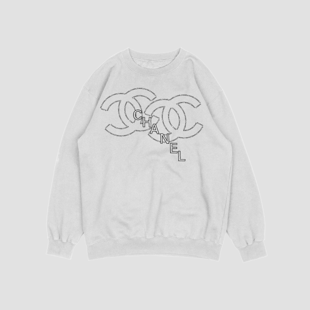 CHANEL アルファベットプリントのラウンドネックのスウェット クル