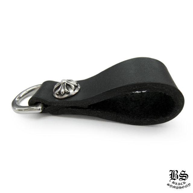 クロムハーツ Dキーリング クロスボタン ブラックレザー