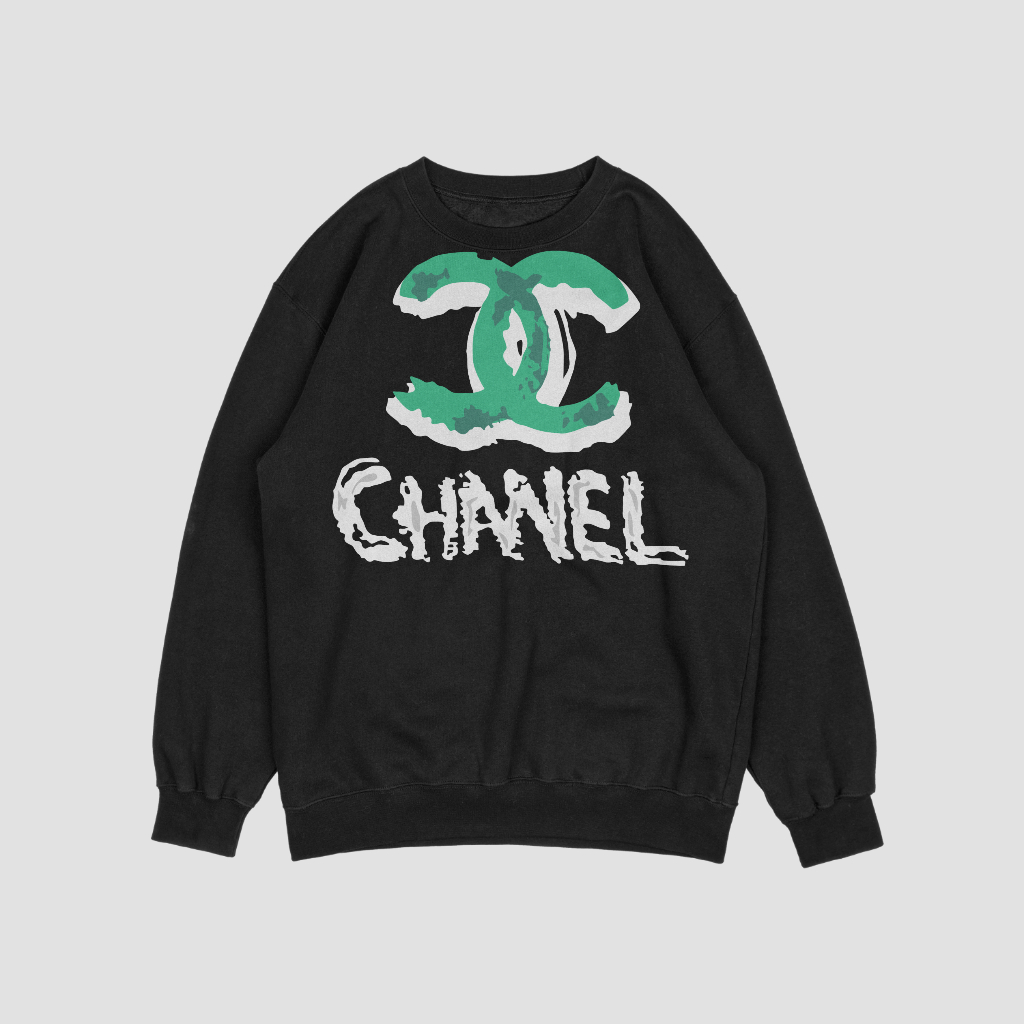 CHANEL カートゥーンプリントラウンドネックスウェット クル