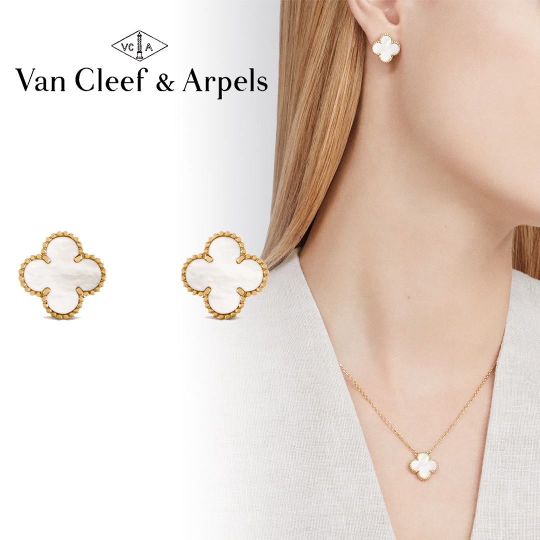 【国内発送/直営店】ヴァン クリーフ&アーペル（Van Cleef & Arpels）Vintage Alhambra Gold Onyx ピアス